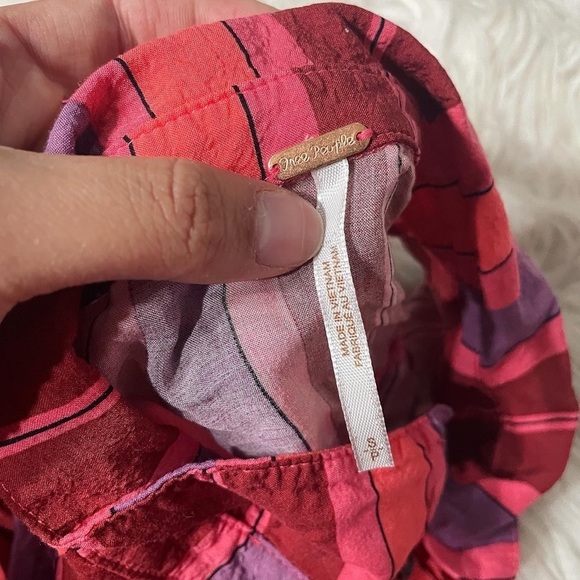 Free People Mackenzie Striped Point Collar Sleeveless Tie Wrap Top - Size Small - Picture 7 of 10